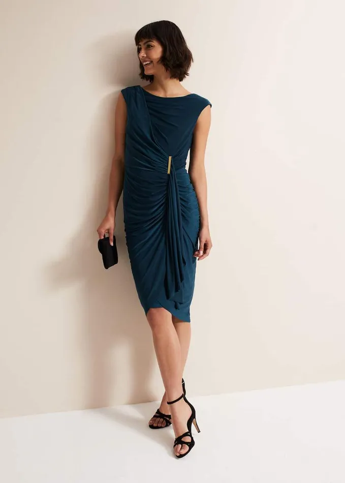 Phase Eight Donna Teal Bodycon Midi Dress Teal Women Dresses