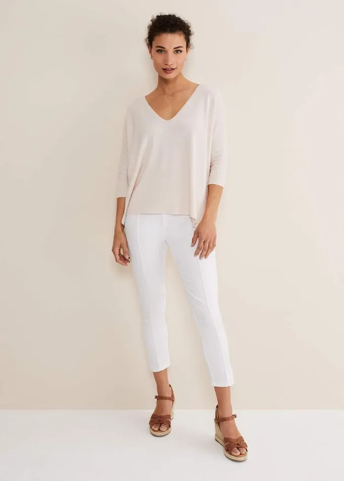 Phase Eight Eden V Neck Jumper Pale Pink Women Knitwear