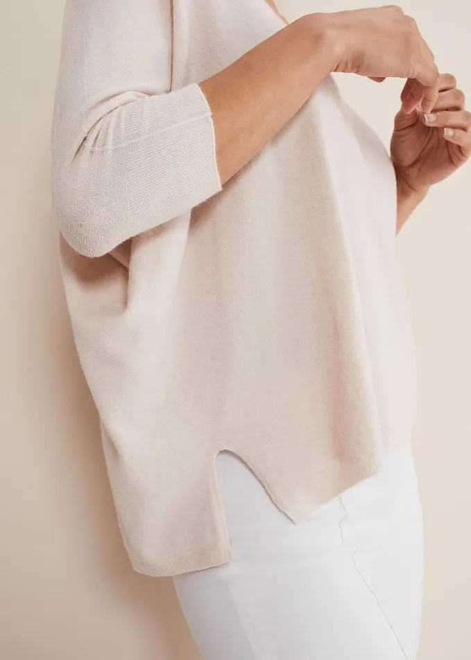 Phase Eight Eden V Neck Jumper Pale Pink Women Knitwear
