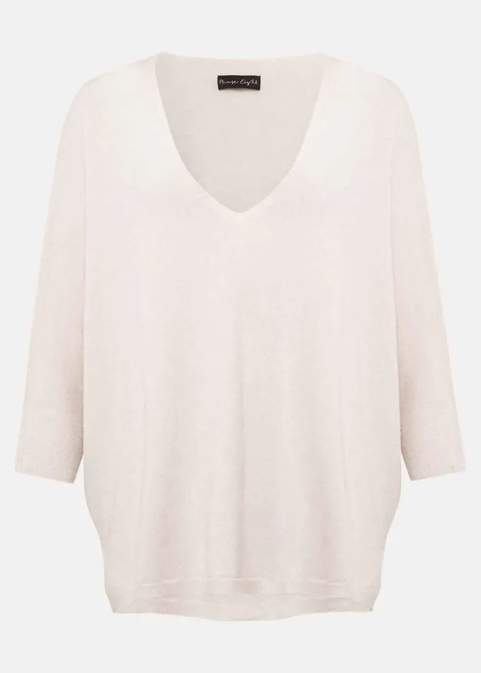 Phase Eight Eden V Neck Jumper Pale Pink Women Knitwear