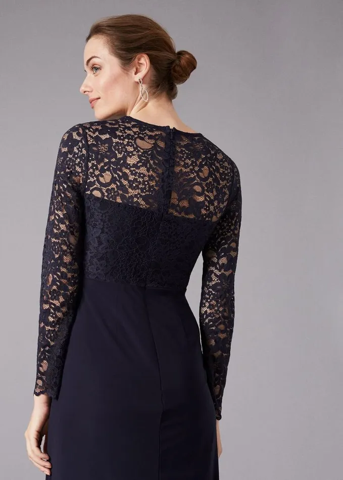 Phase Eight Elanor Lace Maxi Dress Navy Women Dresses