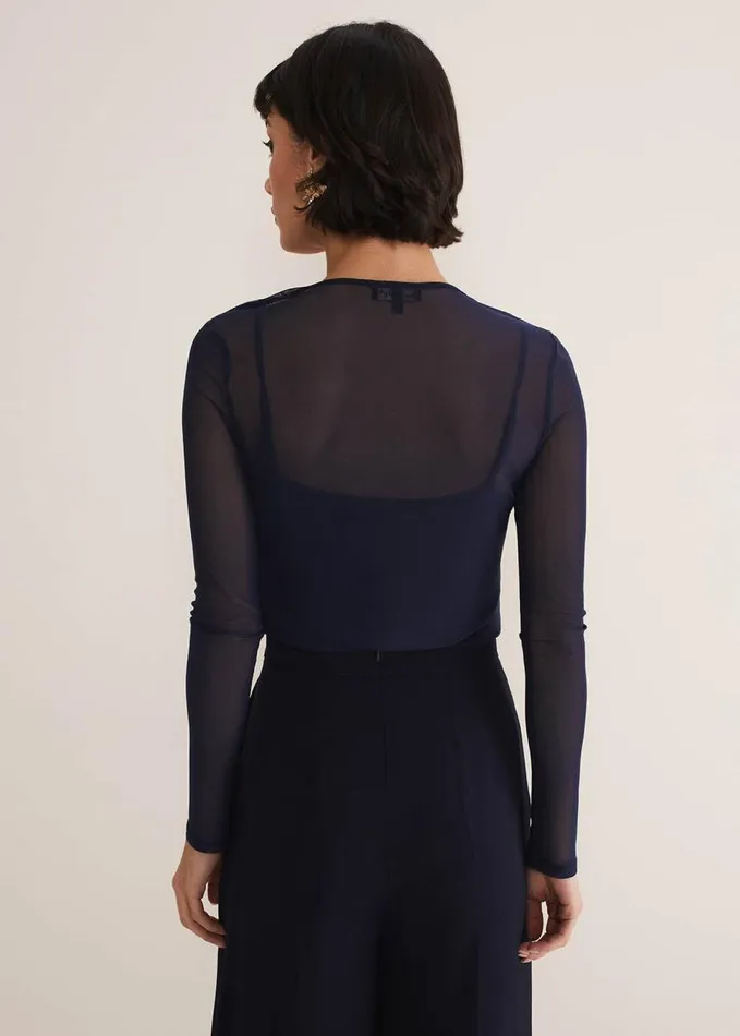 Phase Eight Eleena Navy Mesh Top Navy Women Tops and TShirts