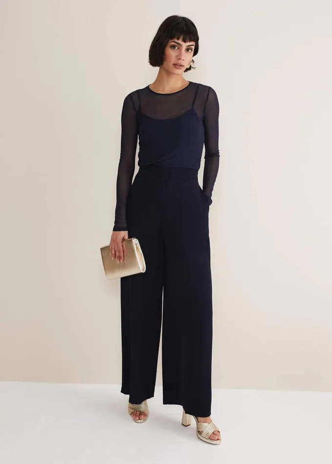 Phase Eight Eleena Navy Mesh Top Navy Women Tops and TShirts