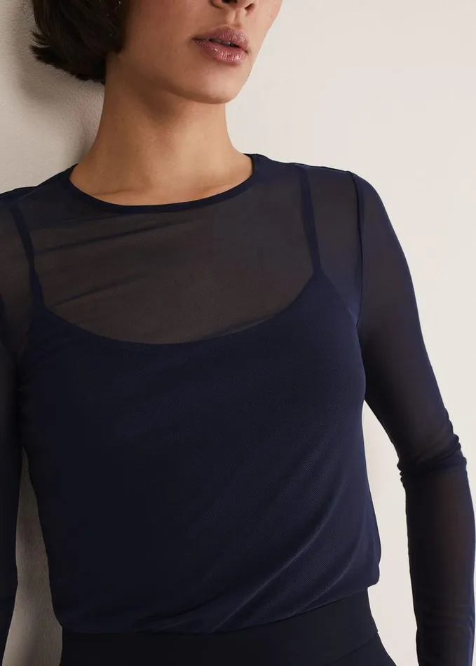 Phase Eight Eleena Navy Mesh Top Navy Women Tops and TShirts