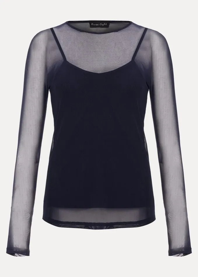 Phase Eight Eleena Navy Mesh Top Navy Women Tops and TShirts