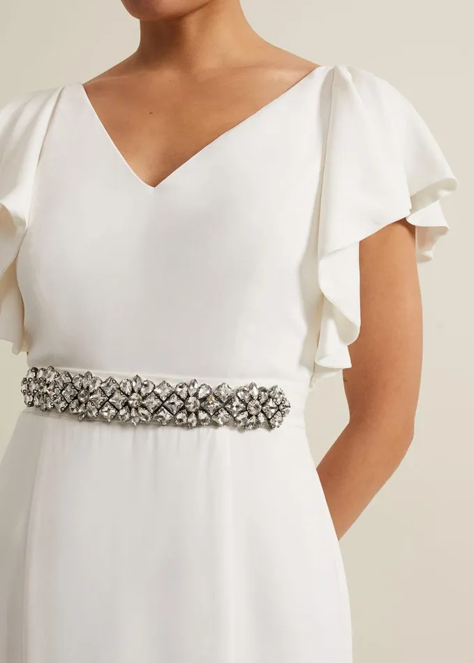 Phase Eight Ellery Frill Maxi Wedding Dress Parchment Women Dresses