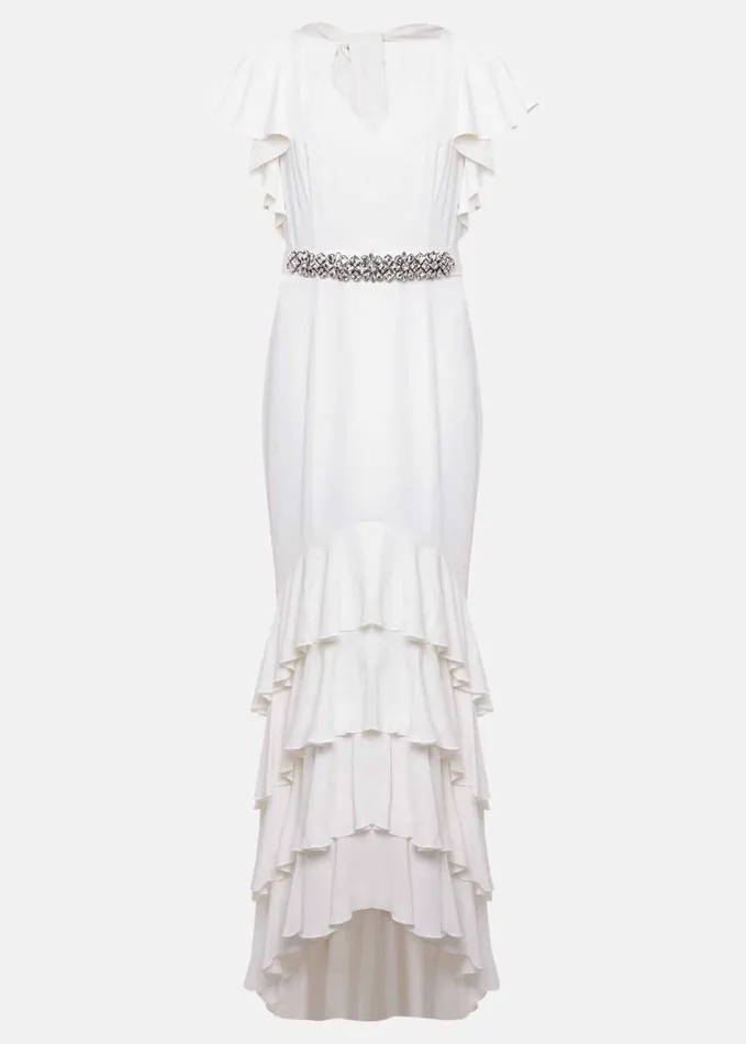 Phase Eight Ellery Frill Maxi Wedding Dress Parchment Women Dresses