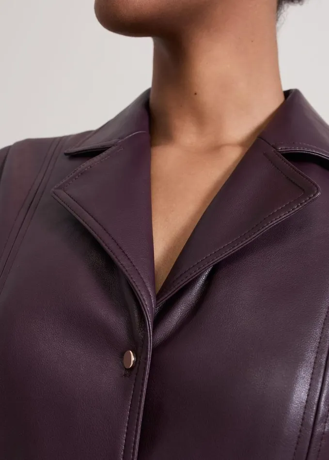 Phase Eight Ellie Burgundy Faux Leather Shirt Dress Burgundy Women Dresses