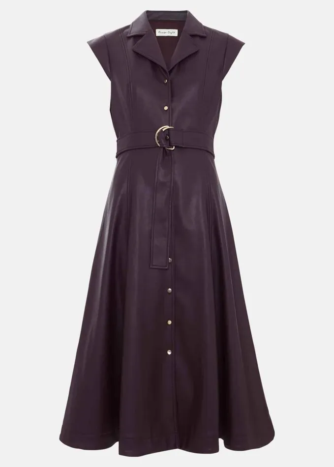Phase Eight Ellie Burgundy Faux Leather Shirt Dress Burgundy Women Dresses