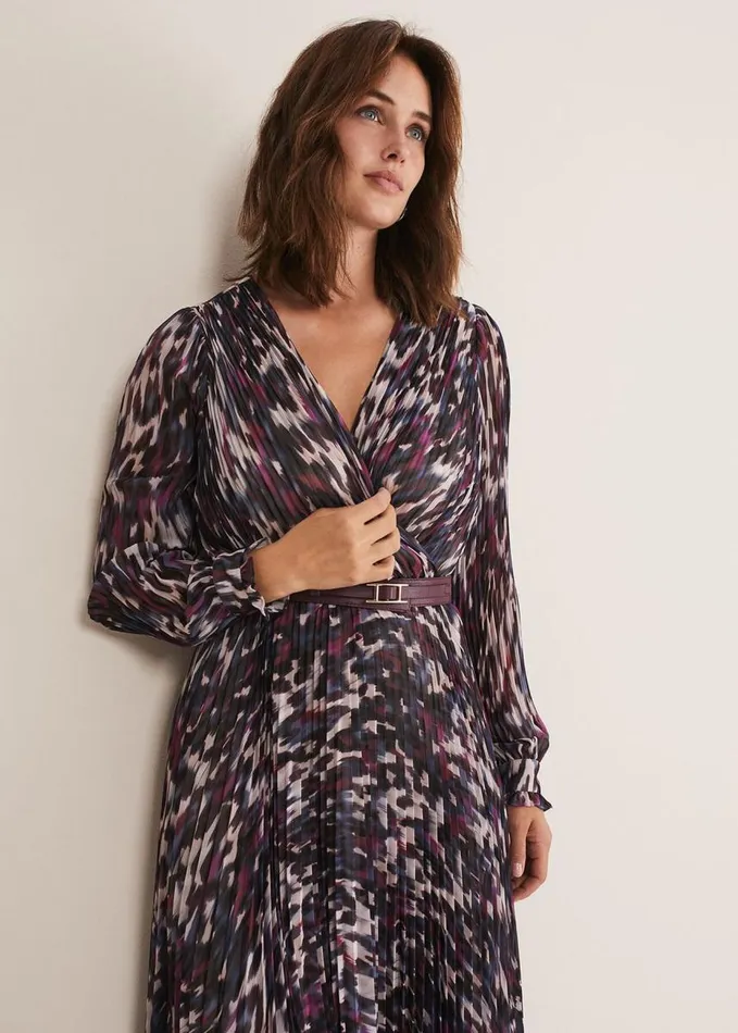 Phase Eight Eloise Animal Pleated Dress Multicoloured Women Dresses