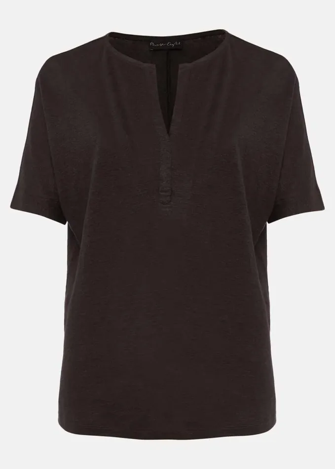 Phase Eight Elsy Linen Notch Neck Top Chocolate Women Tops and TShirts