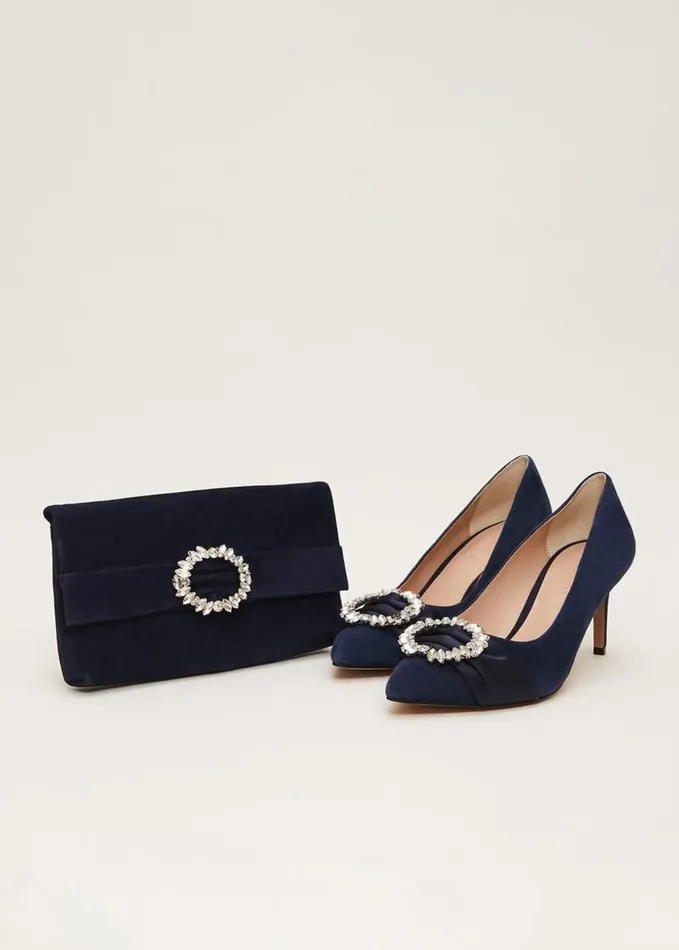 Phase Eight Embellished Court Shoe Navy Women Heels