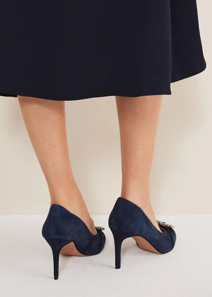 Phase Eight Embellished Court Shoe Navy Women Heels