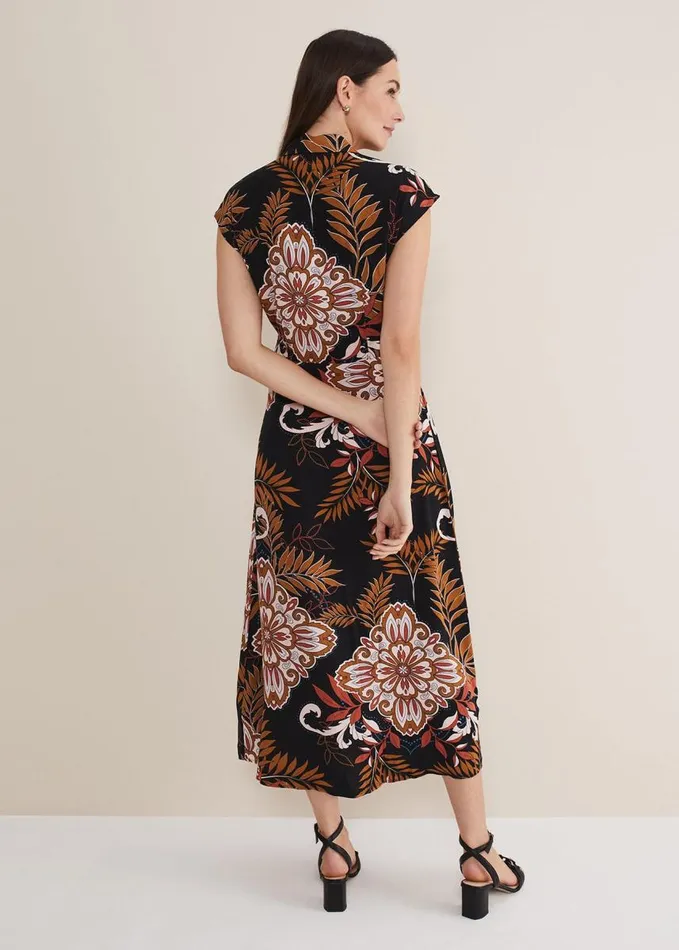 Phase Eight Estelle Paisley Tie Waist Dress Blackmulti Women Dresses