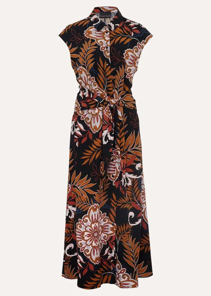 Phase Eight Estelle Paisley Tie Waist Dress Blackmulti Women Dresses