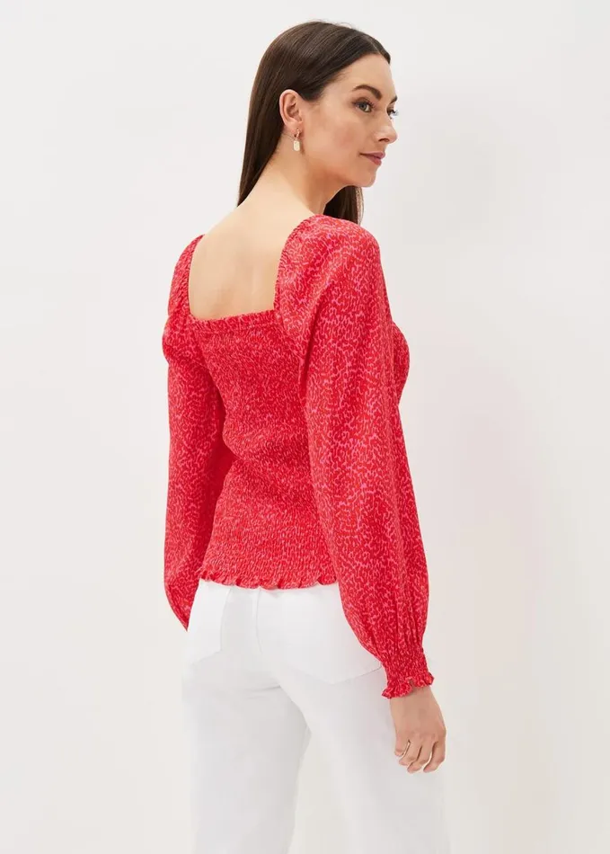 Phase Eight Esty Square Neck Blouse Pinkred Women Shirts and Blouses