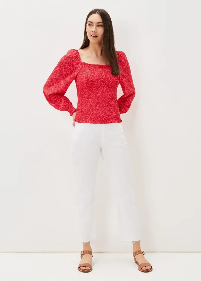 Phase Eight Esty Square Neck Blouse Pinkred Women Shirts and Blouses