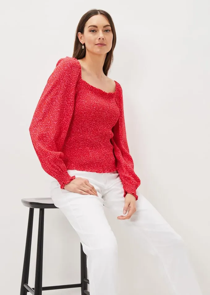 Phase Eight Esty Square Neck Blouse Pinkred Women Shirts and Blouses