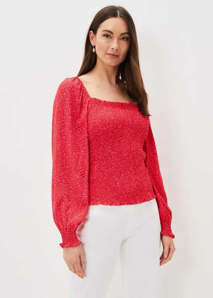 Phase Eight Esty Square Neck Blouse Pinkred Women Shirts and Blouses