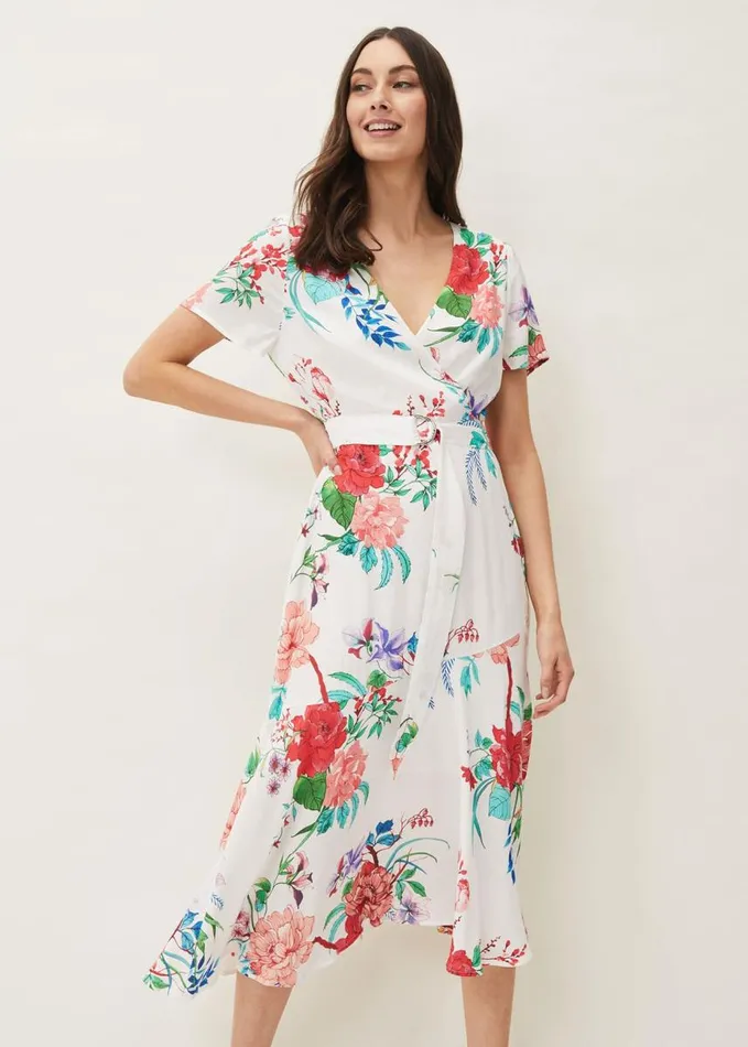 Phase Eight Evadine Floral Tea Dress White Multi Women Dresses