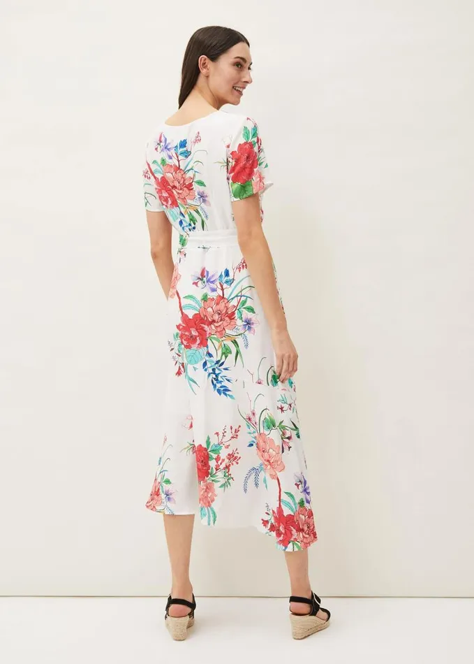 Phase Eight Evadine Floral Tea Dress White Multi Women Dresses