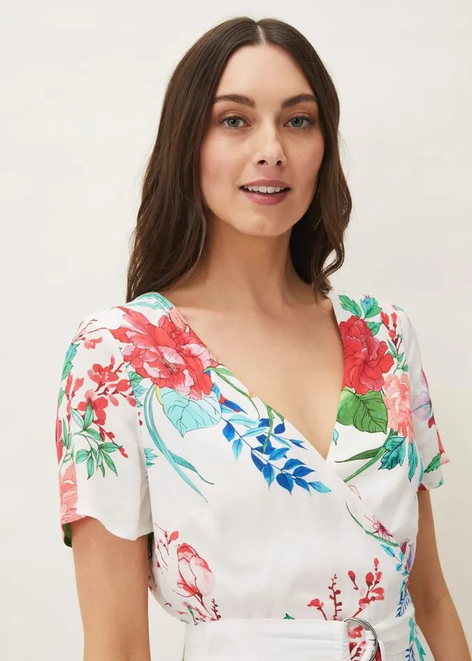 Phase Eight Evadine Floral Tea Dress White Multi Women Dresses