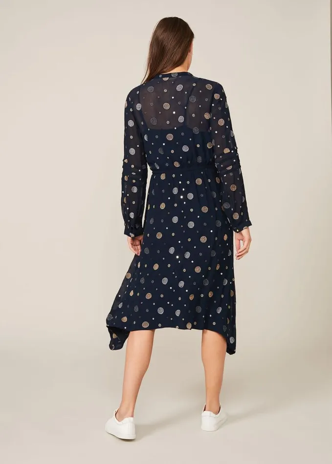 Phase Eight Eve Embroidered Spot Dress Navy Multi Women Dresses