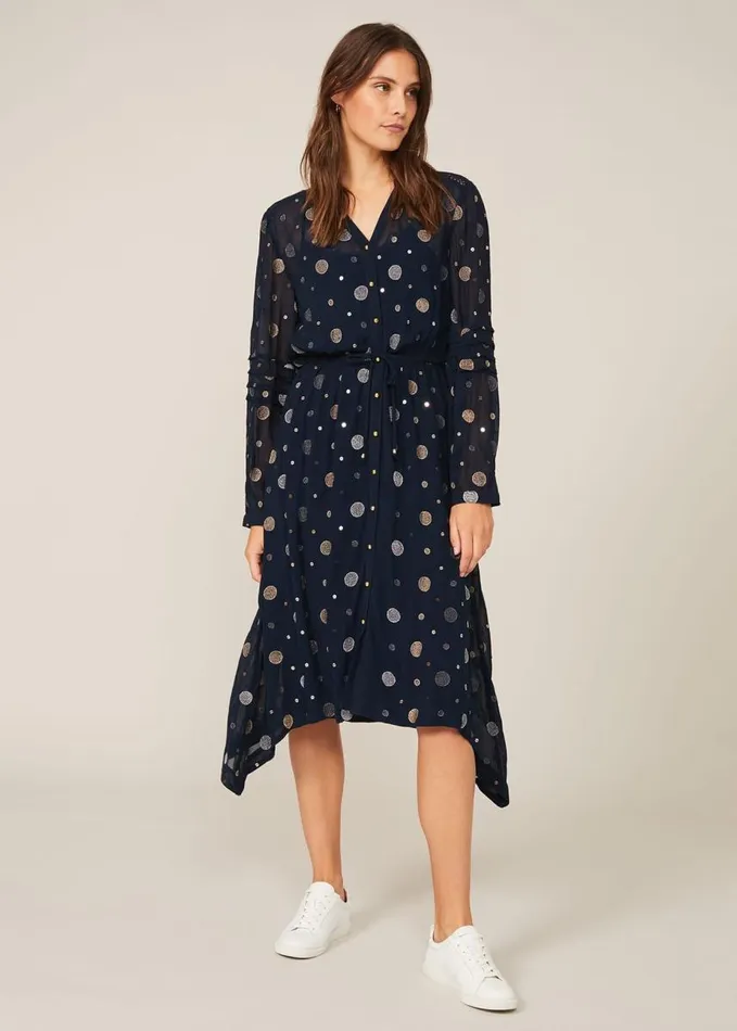 Phase Eight Eve Embroidered Spot Dress Navy Multi Women Dresses