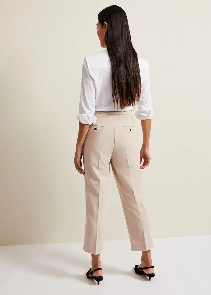 Phase Eight Everlee Crop Straight Leg Smart Trouser Stone Women Trousers