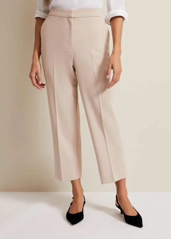 Phase Eight Everlee Crop Straight Leg Smart Trouser Stone Women Trousers