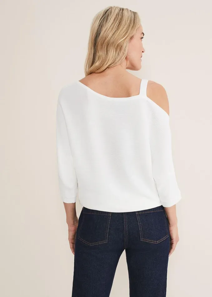 Phase Eight Evie One Shouler Ripple Knit Ivory Women Knitwear