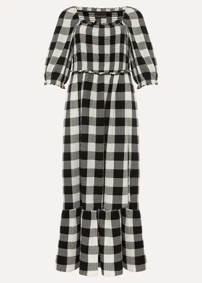 Phase Eight Evlin Gingham Square Neck Dress Navyivory Women Dresses