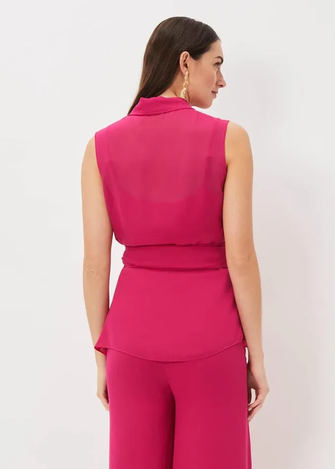 Phase Eight Florentine Sleeveless Wrap Top Magenta Pink Women Tops and TShirts