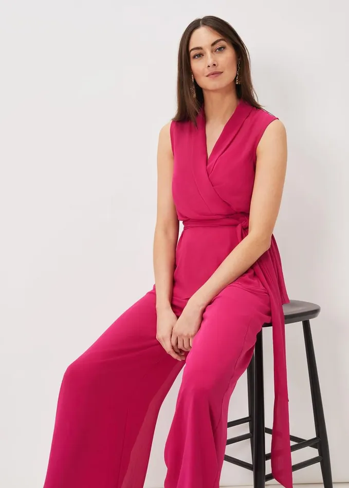 Phase Eight Florentine Sleeveless Wrap Top Magenta Pink Women Tops and TShirts