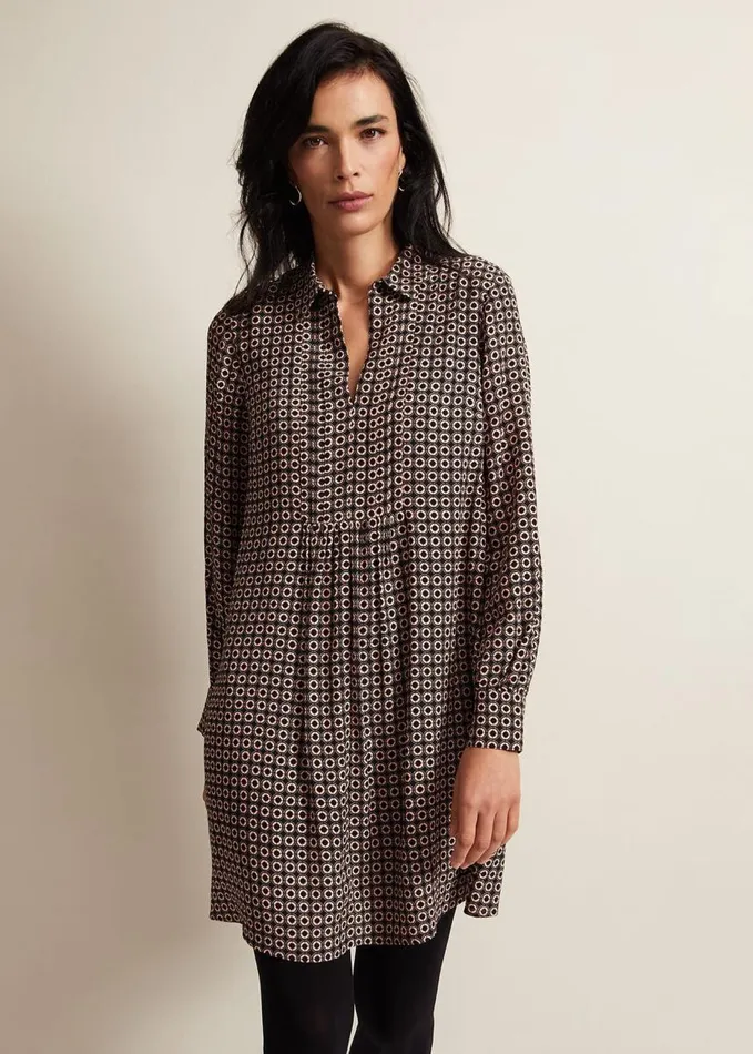 Phase Eight Fran Geo Swing Dress Blackmulti Women Dresses