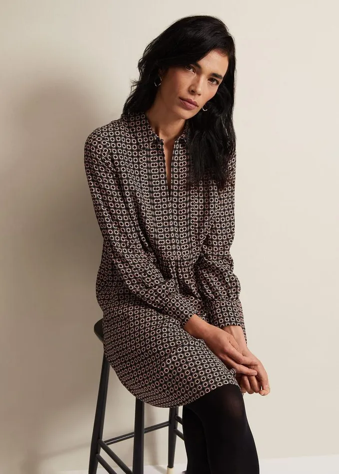 Phase Eight Fran Geo Swing Dress Blackmulti Women Dresses