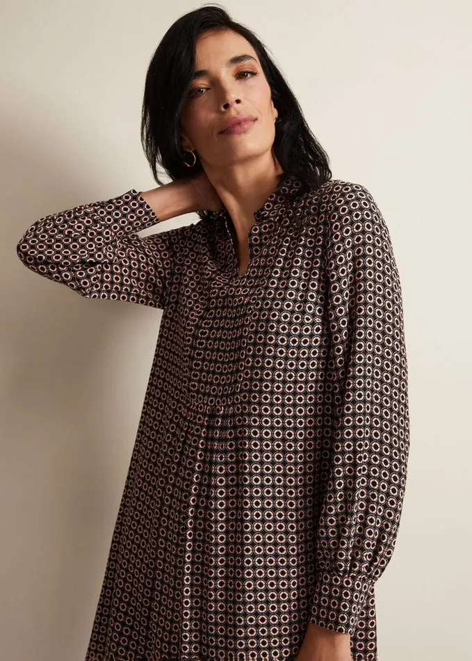 Phase Eight Fran Geo Swing Dress Blackmulti Women Dresses