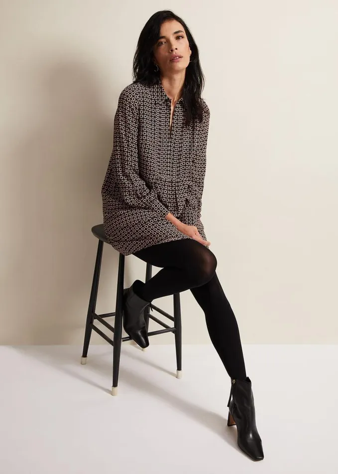 Phase Eight Fran Geo Swing Dress Blackmulti Women Dresses