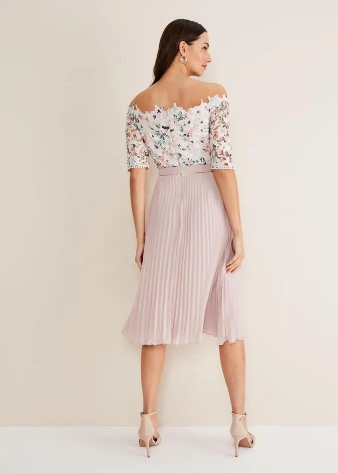 Phase Eight Franky Floral Lace Midi Dress Buttermilkmulti Women Dresses
