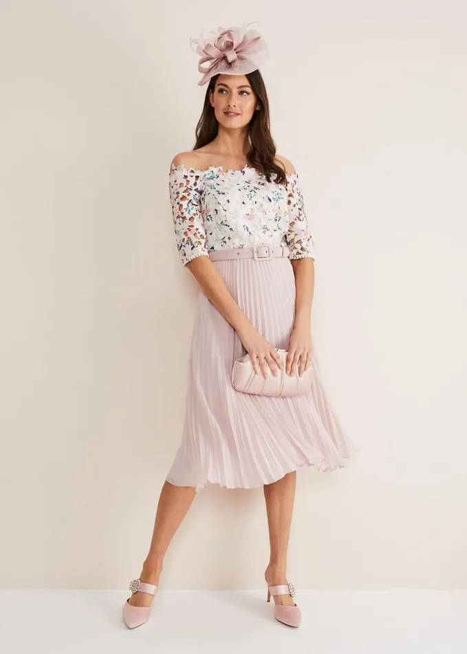 Phase Eight Franky Floral Lace Midi Dress Buttermilkmulti Women Dresses