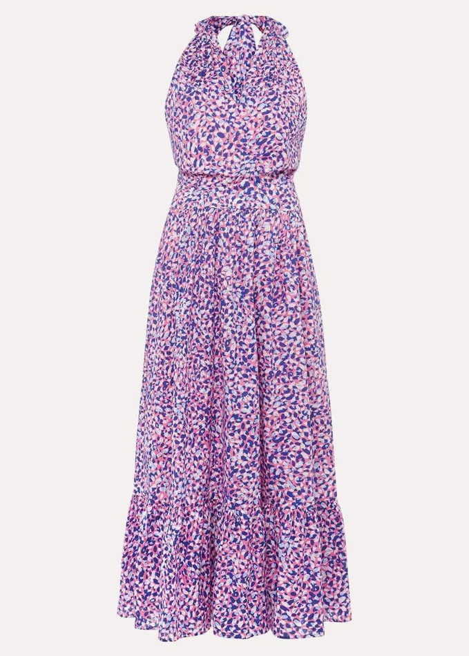Phase Eight Gemmi Cotton Almond Print Halterneck Dress Pink Multi Women Dresses