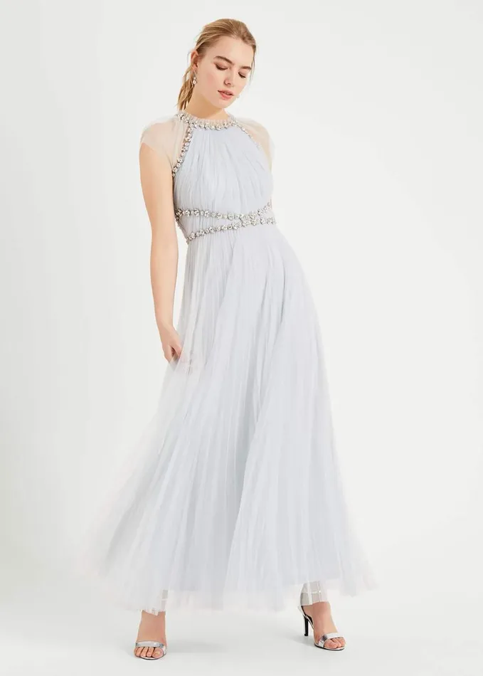 Phase Eight Gerona Pleated Tulle Dress Ice Blue Women Dresses