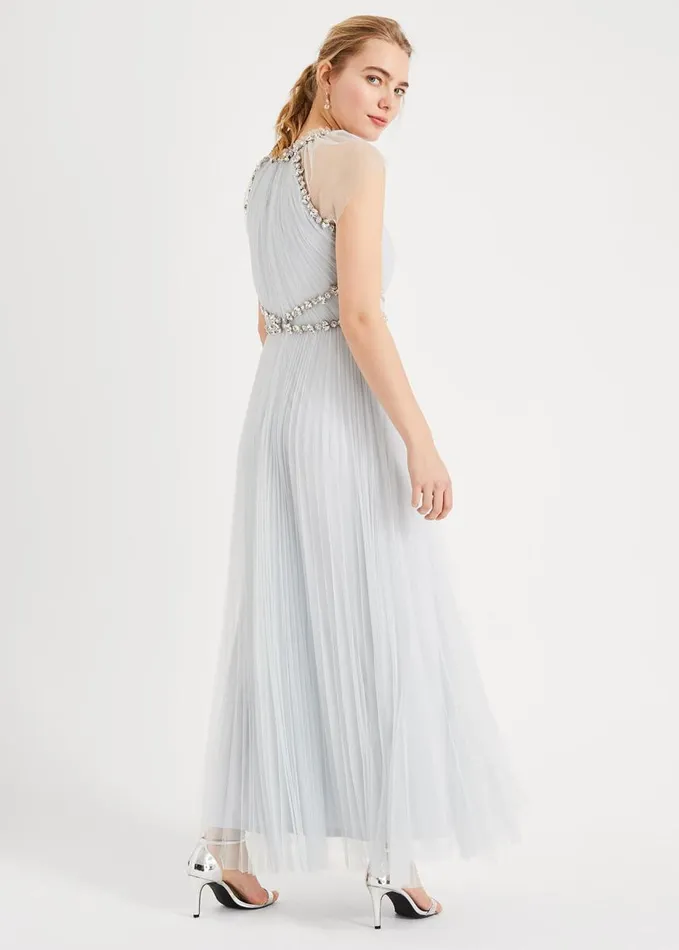 Phase Eight Gerona Pleated Tulle Dress Ice Blue Women Dresses