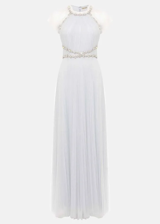Phase Eight Gerona Pleated Tulle Dress Ice Blue Women Dresses