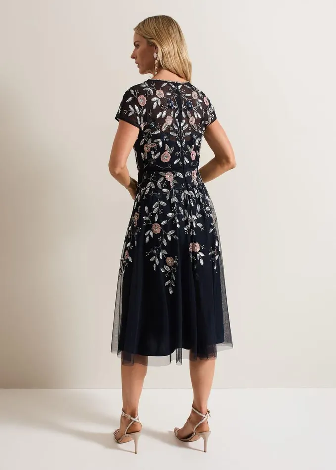 Phase Eight Giana Floral Embellished Midi Dress Multicoloured Women Dresses