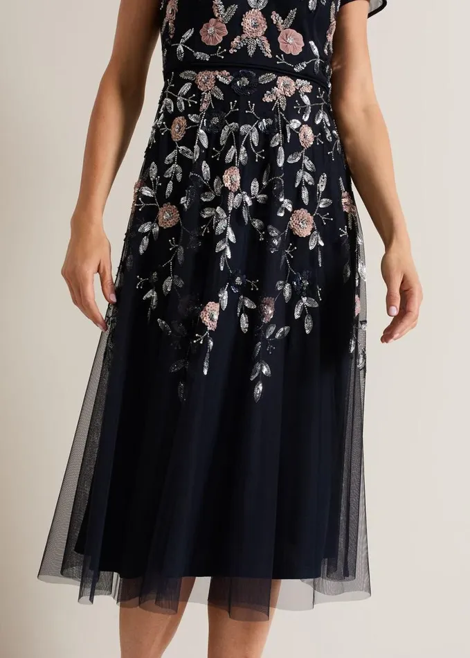 Phase Eight Giana Floral Embellished Midi Dress Multicoloured Women Dresses