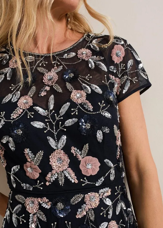 Phase Eight Giana Floral Embellished Midi Dress Multicoloured Women Dresses