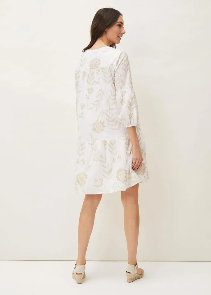 Phase Eight Gina Embroidered Cotton Swing Dress Whitestone Women Dresses