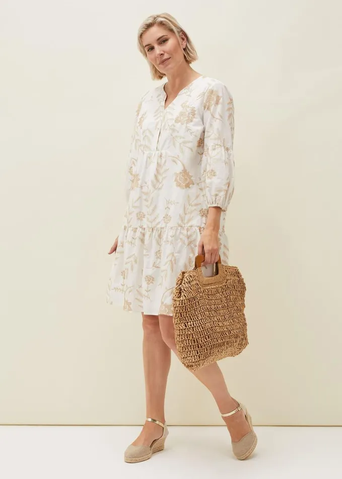 Phase Eight Gina Embroidered Cotton Swing Dress Whitestone Women Dresses