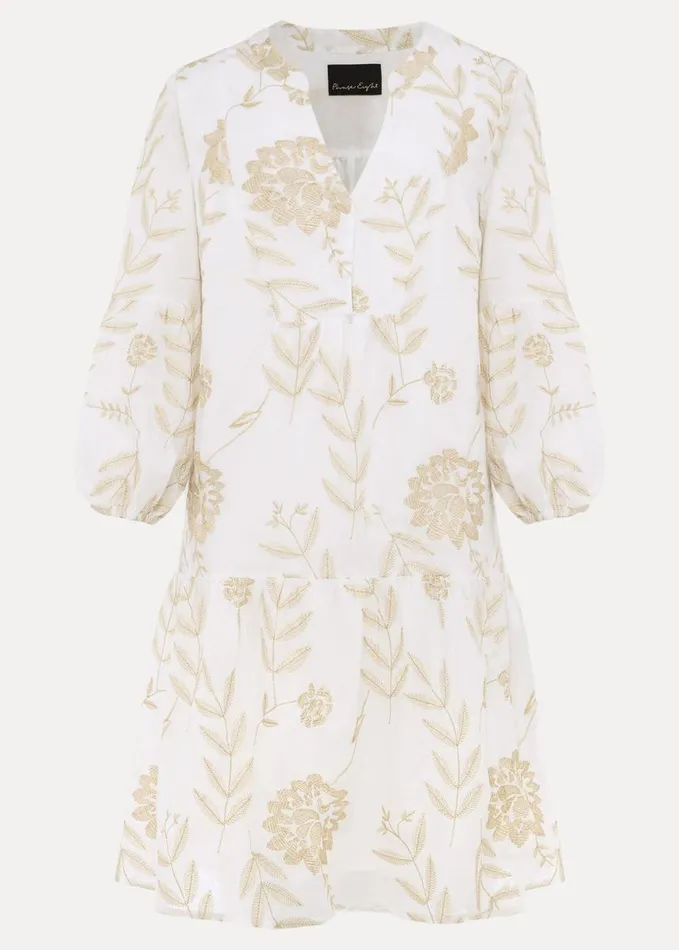 Phase Eight Gina Embroidered Cotton Swing Dress Whitestone Women Dresses